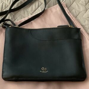 Radley London Triple Zip Leather Crossbody – Slim, Lightweight, Dust Bag
